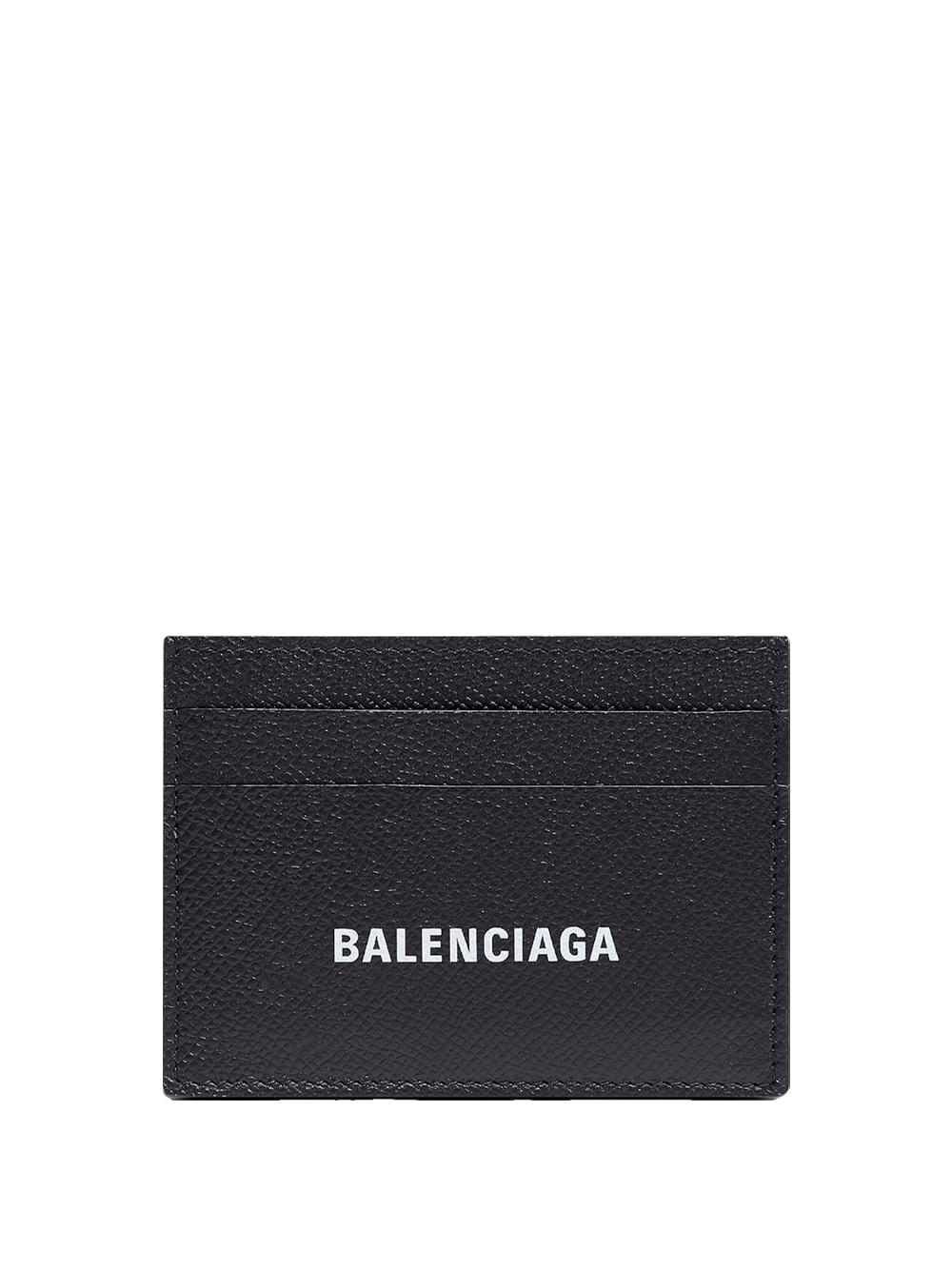 Balenciaga Men Logo-Print Grained Leather Card Holder