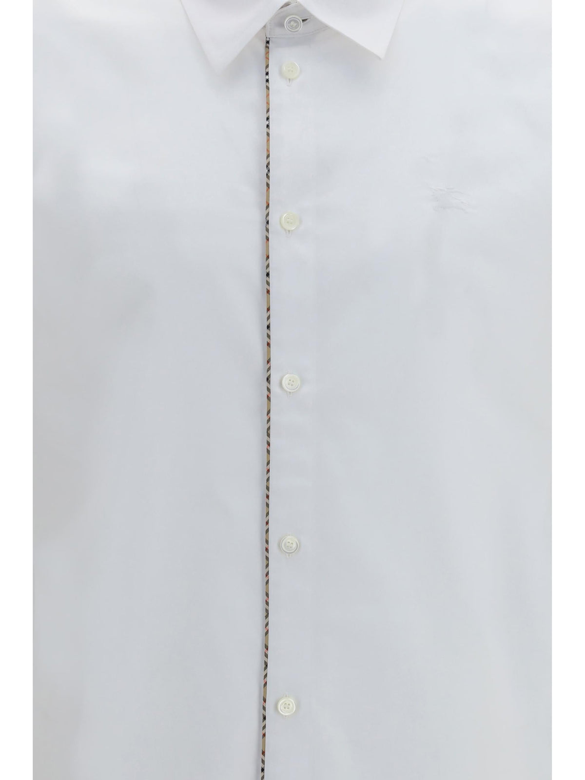 Burberry Men Cotton Shirt With Check Trims