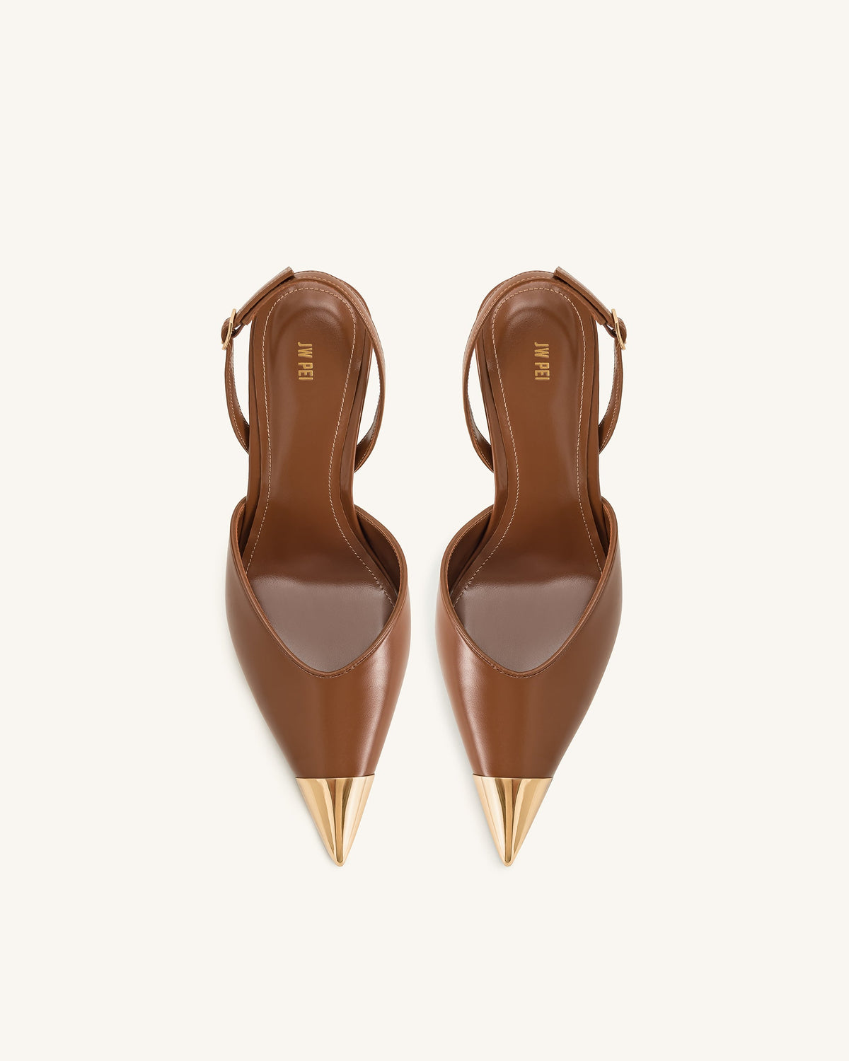 Savannah Gold Tipped Slingback Pumps - Brown
