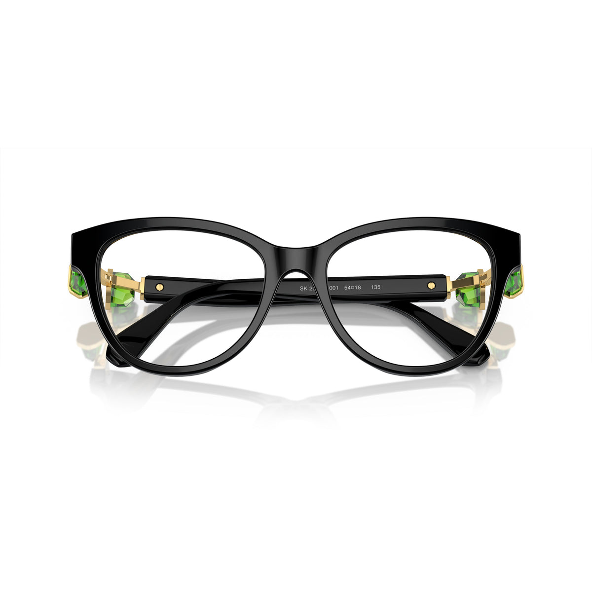 Cat-Eye Sunglasses With Green Crystal Accents