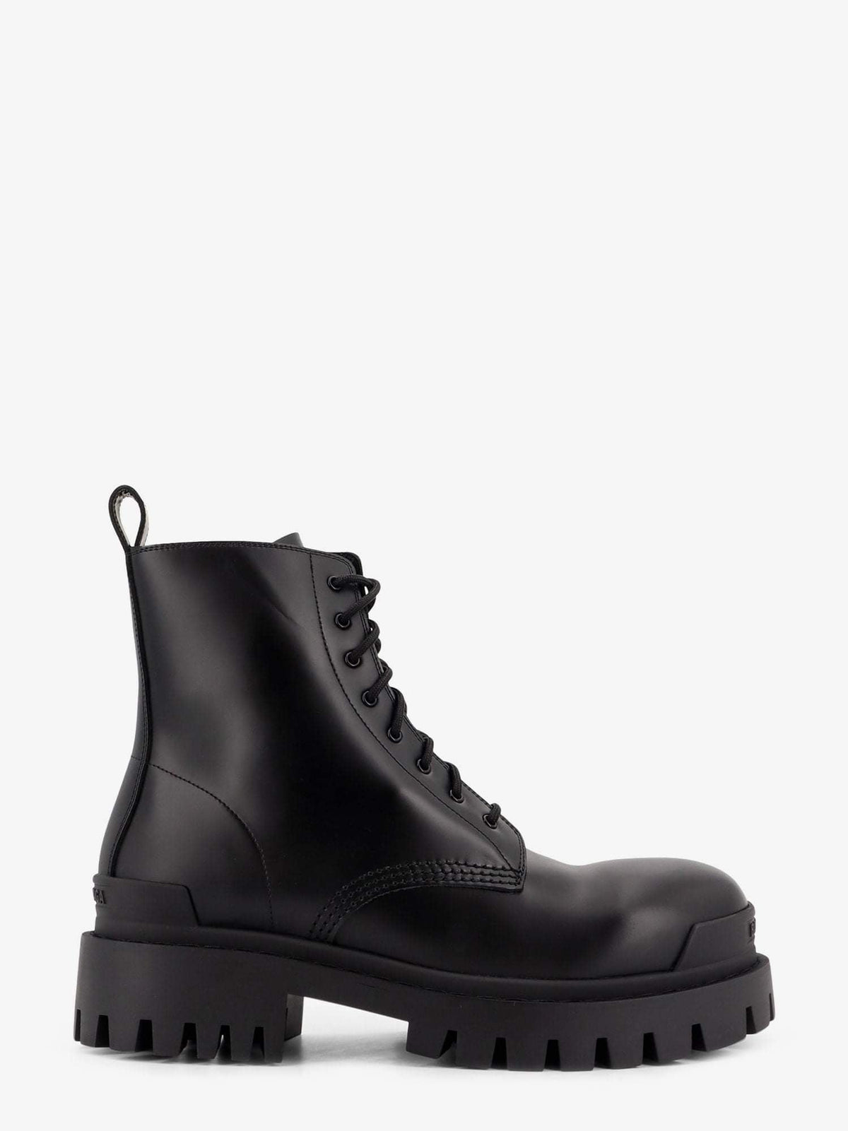 Balenciaga Men Leather Boots With Maxi Rubber Sole