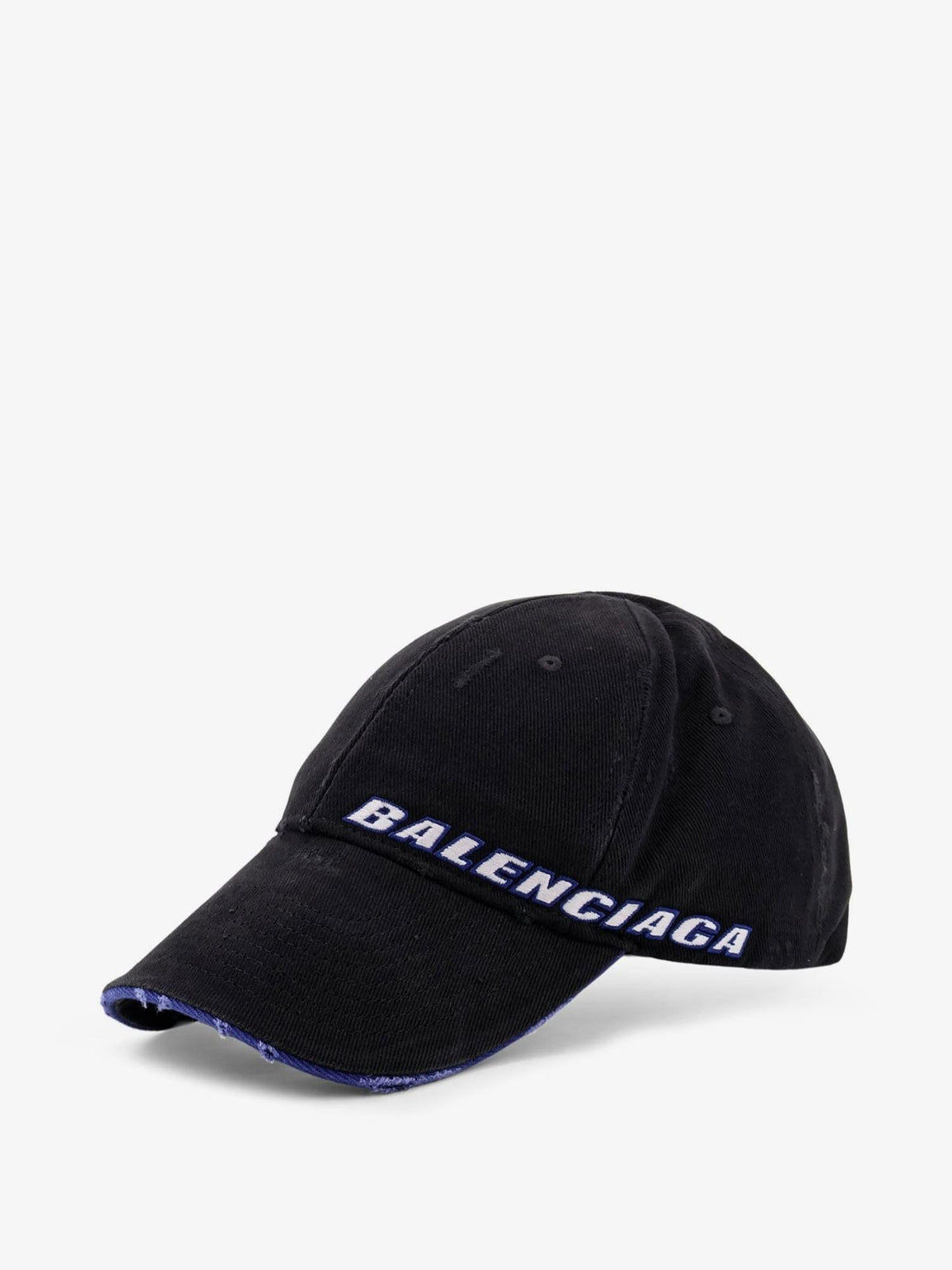 Balenciaga Men Cotton Baseball Hat With Distressed Effect