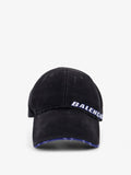 Balenciaga Men Cotton Baseball Hat With Distressed Effect