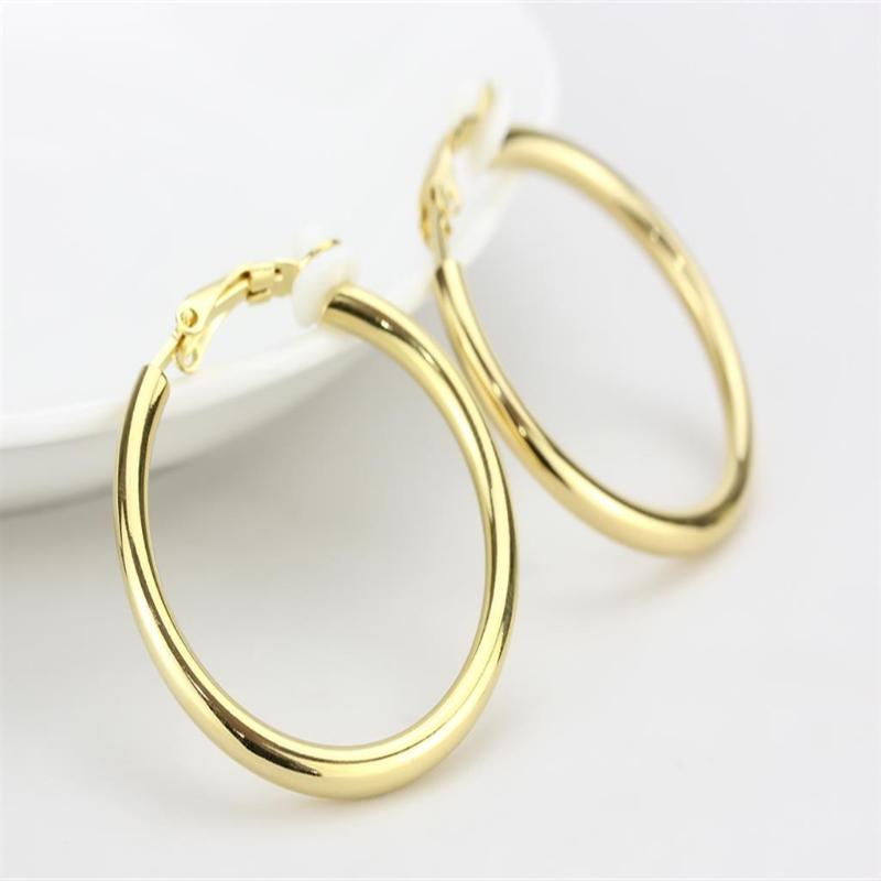 Gold Brass Earrings with No Stone