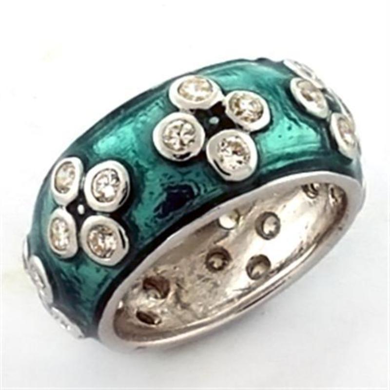 Rhodium 925 Sterling Silver Ring with AAA Grade CZ in Clear