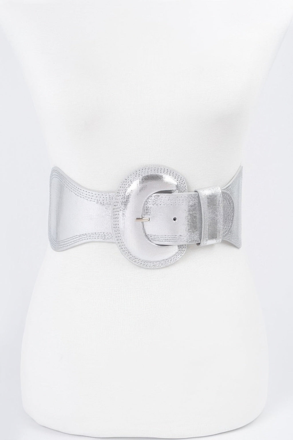 Metallic Fauxleather Metallic Elastic Plussizebelt