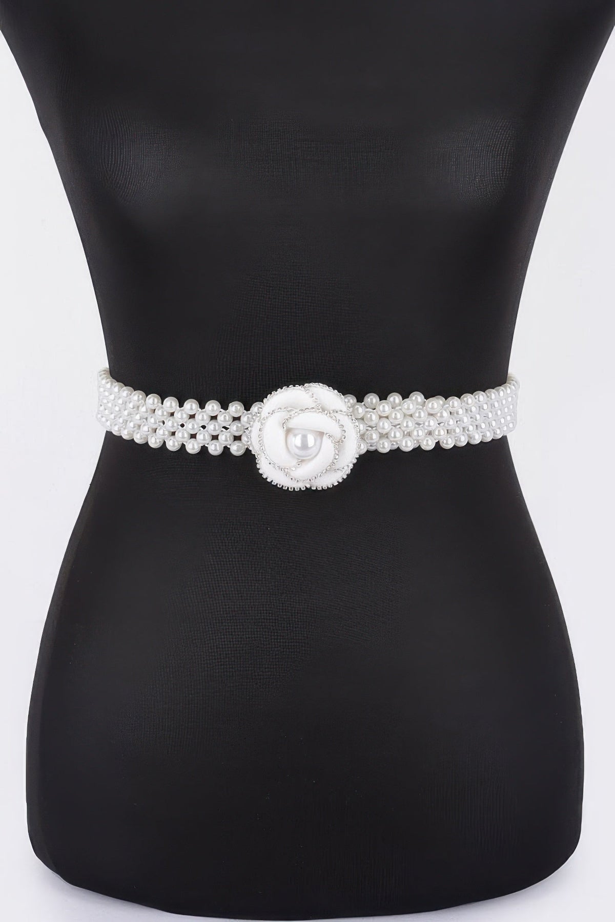Flower Faux Pearl Elastic Belt