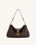 Jayla Metal Pendant Embellished Shoulder Bag - Dark Brown