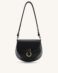 Diana Ring Flap Saddle Bag - Black