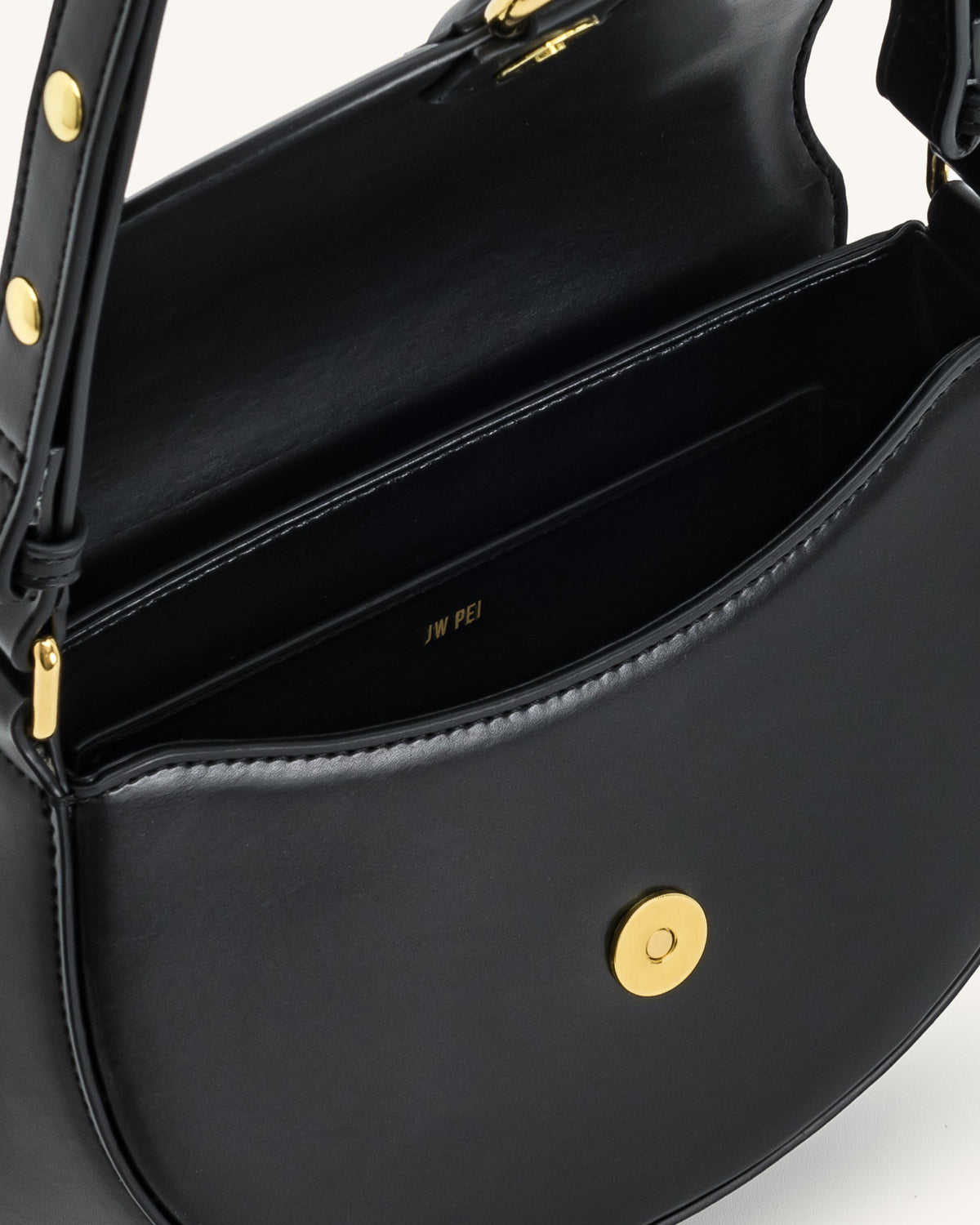 Diana Ring Flap Saddle Bag - Black