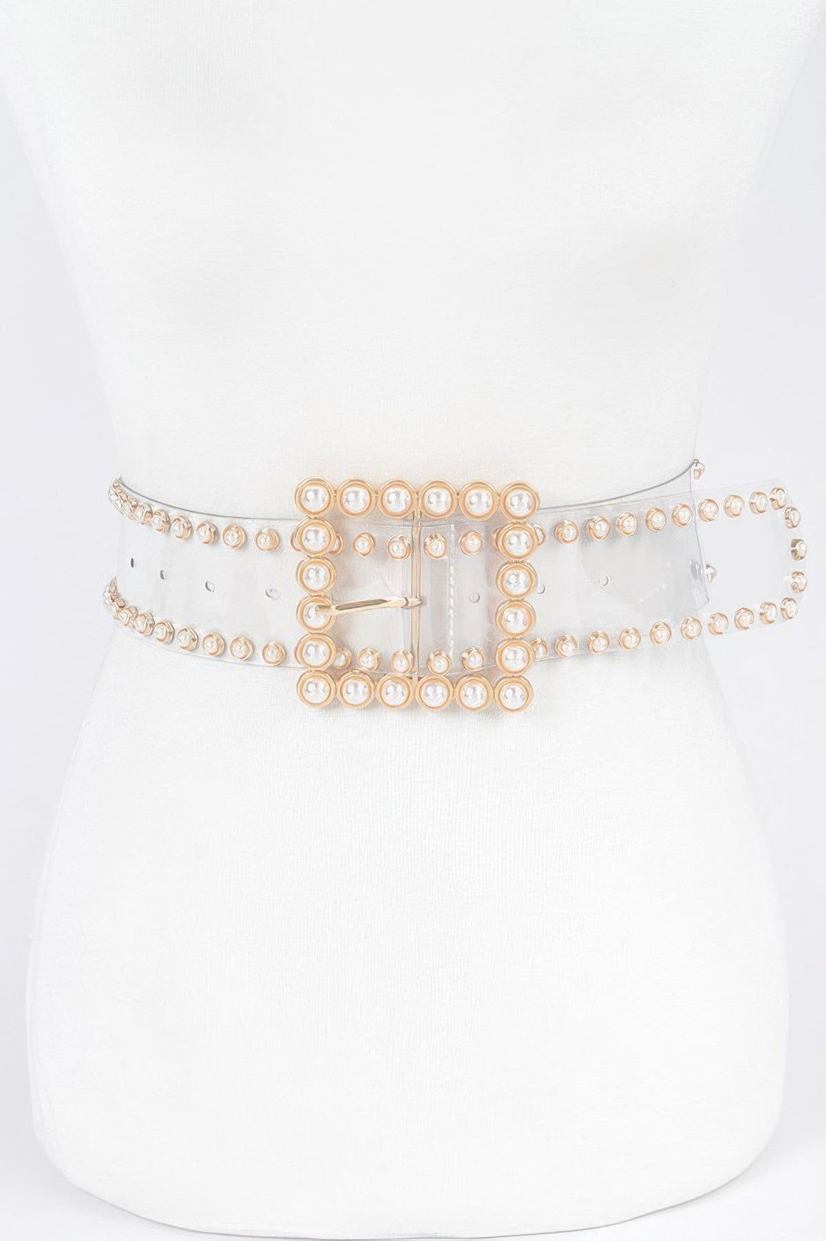 Rhinestone Buckle Plus Size Clear Belt W/stones