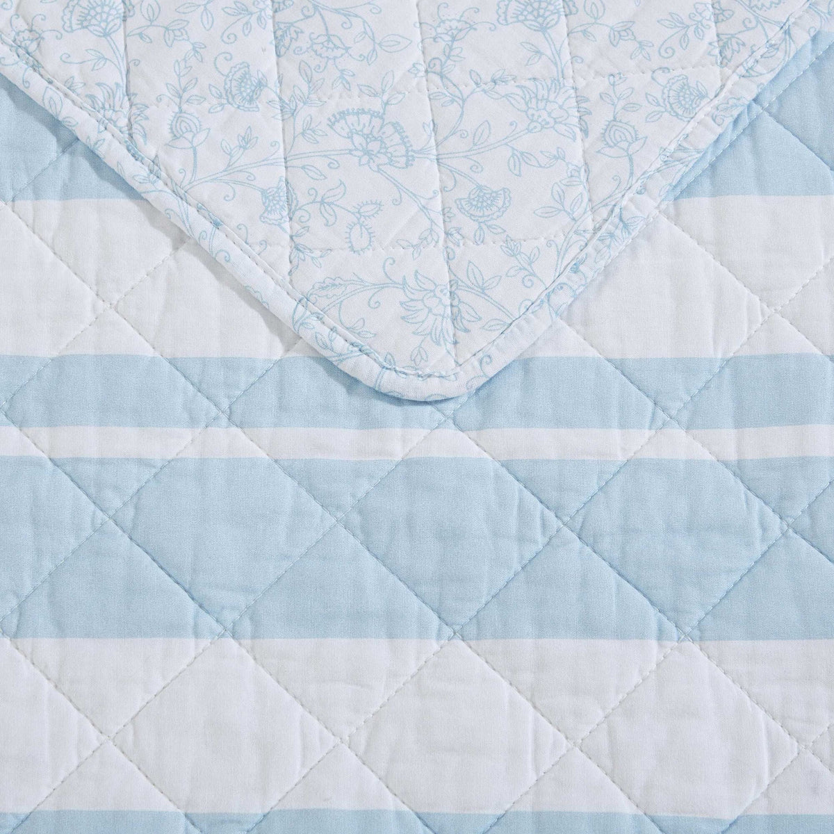 Nautica Seafront Stripe Blue King Quilt Set