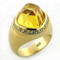 Gold 925 Sterling Silver Ring with AAA Grade CZ in Citrine