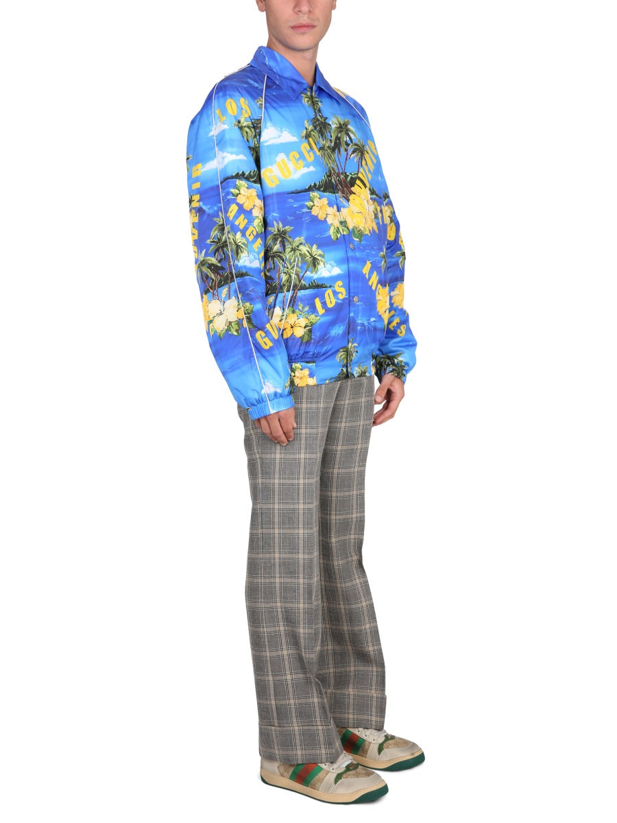 Gucci Men Nylon Jacket With Print