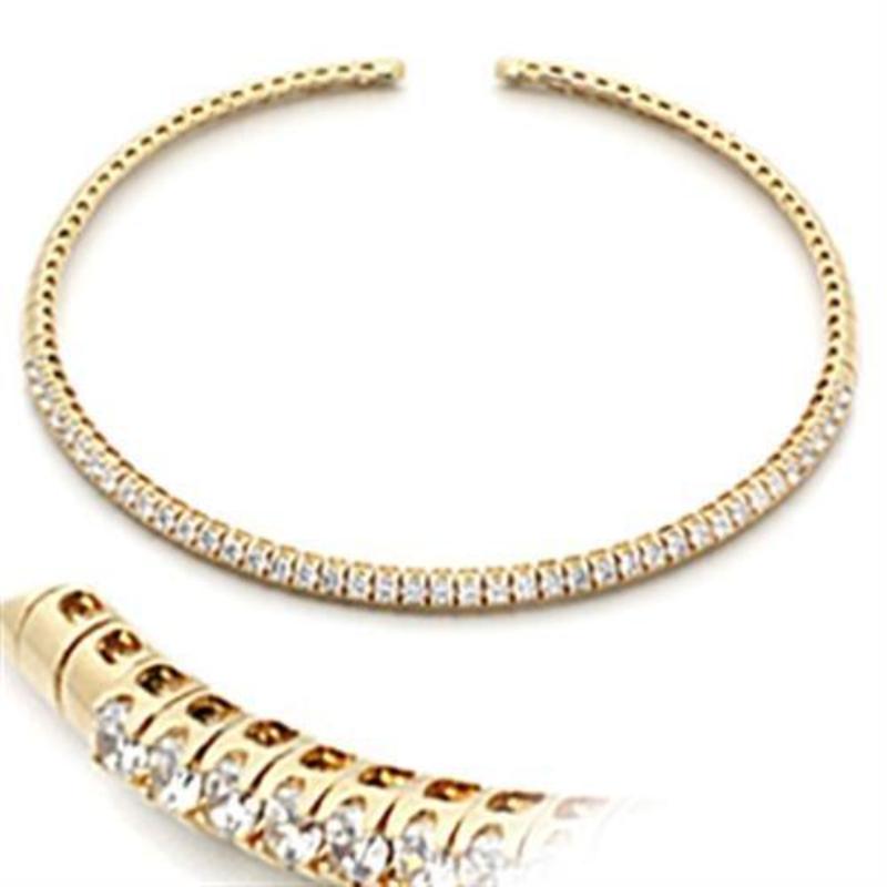 Gold Brass Necklace with AAA Grade CZ in Clear
