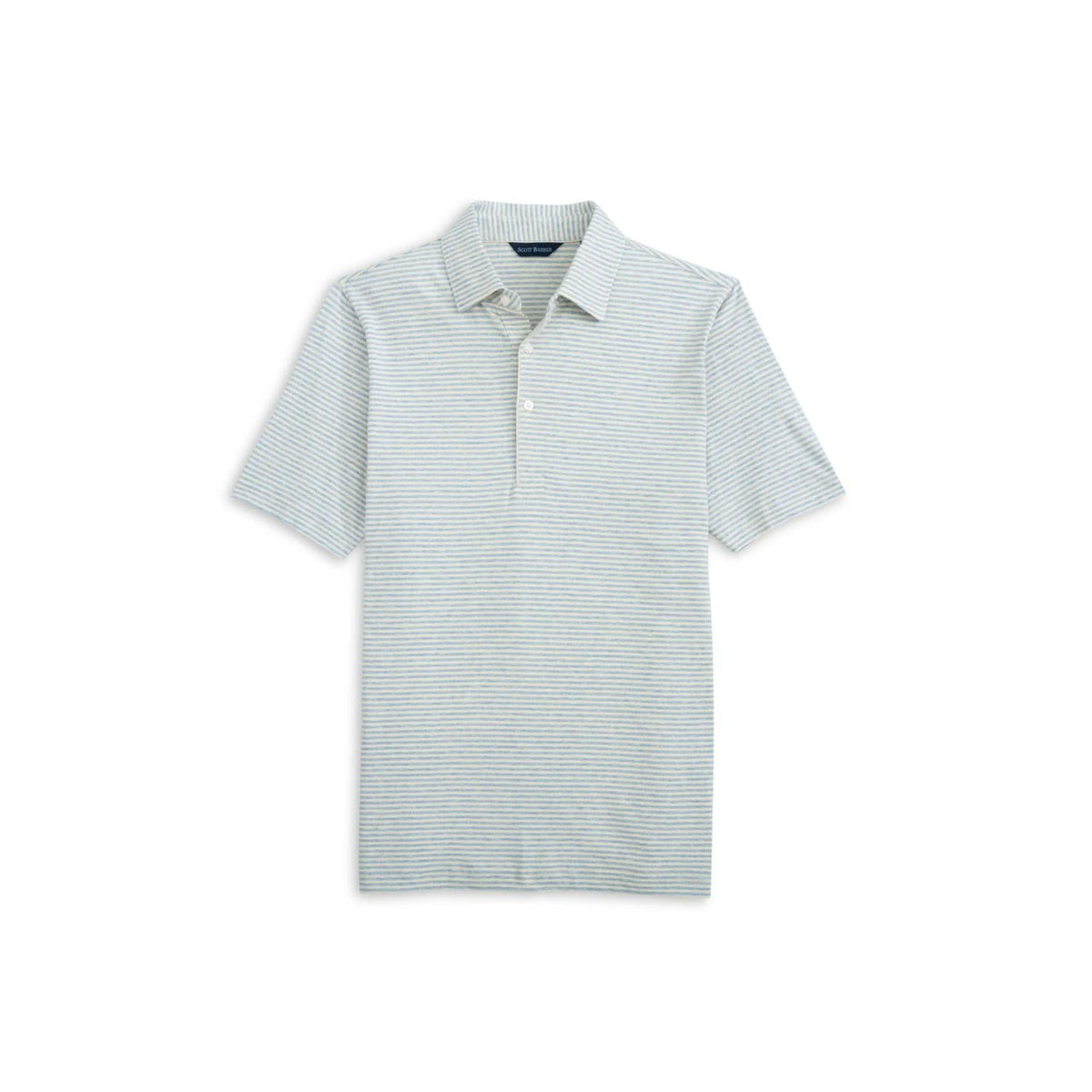 Men's Linen Blend Stripe Polo In Sky Heather