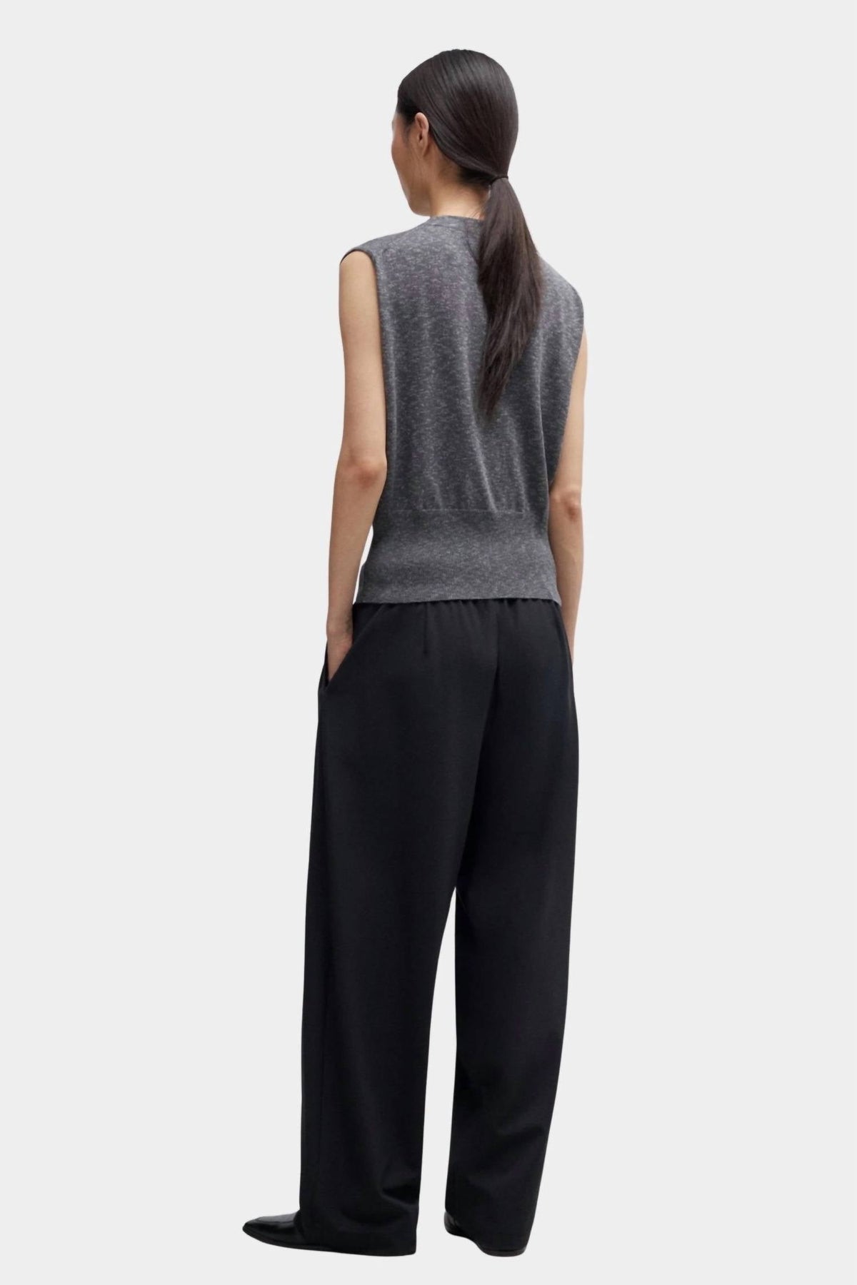 Flecked Cotton Waistcoat In Grey