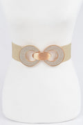 Rhinestone Two Buckle Elastic Belt