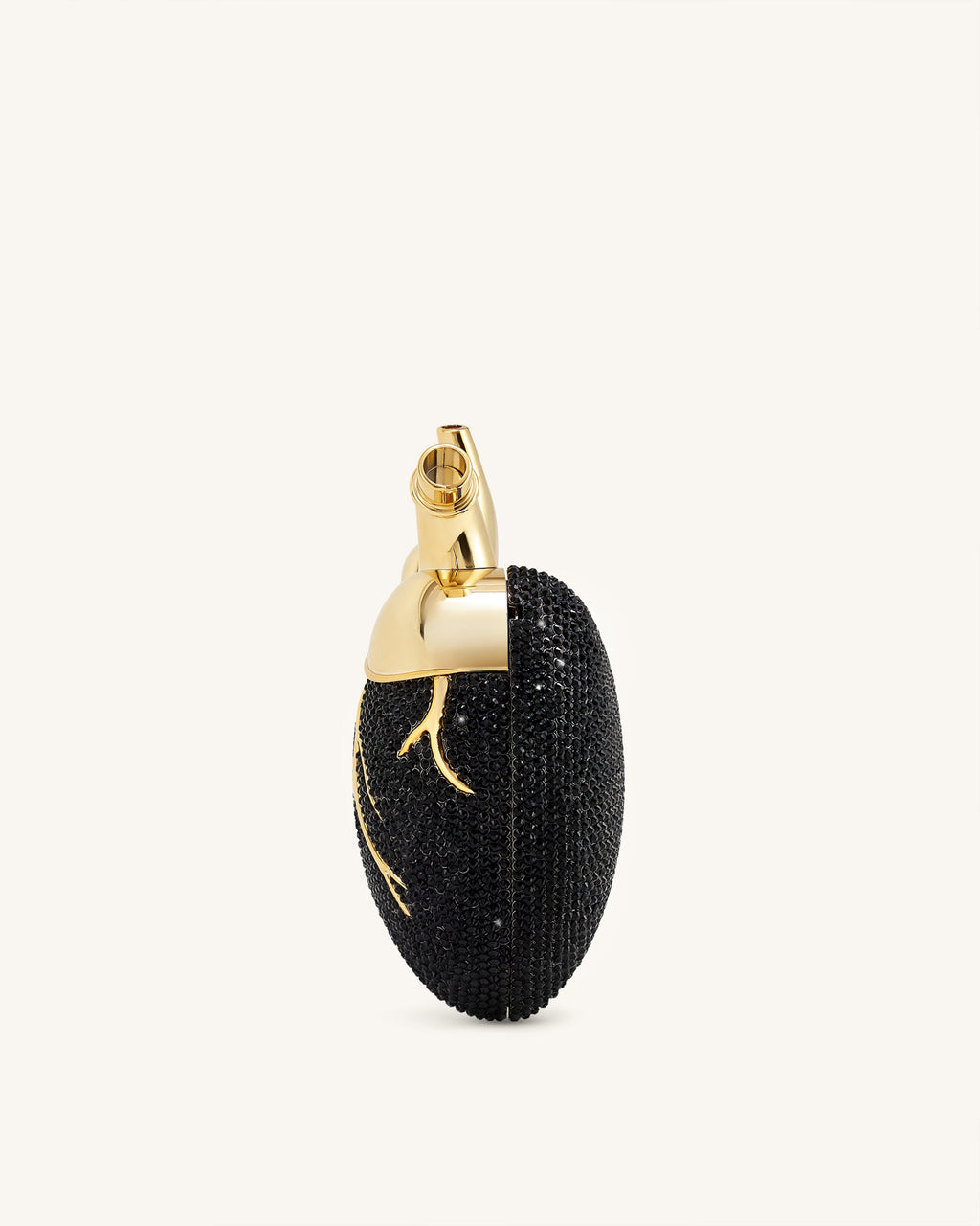 Maren Artificial Crystal Heart Shaped Bag - Black Gold