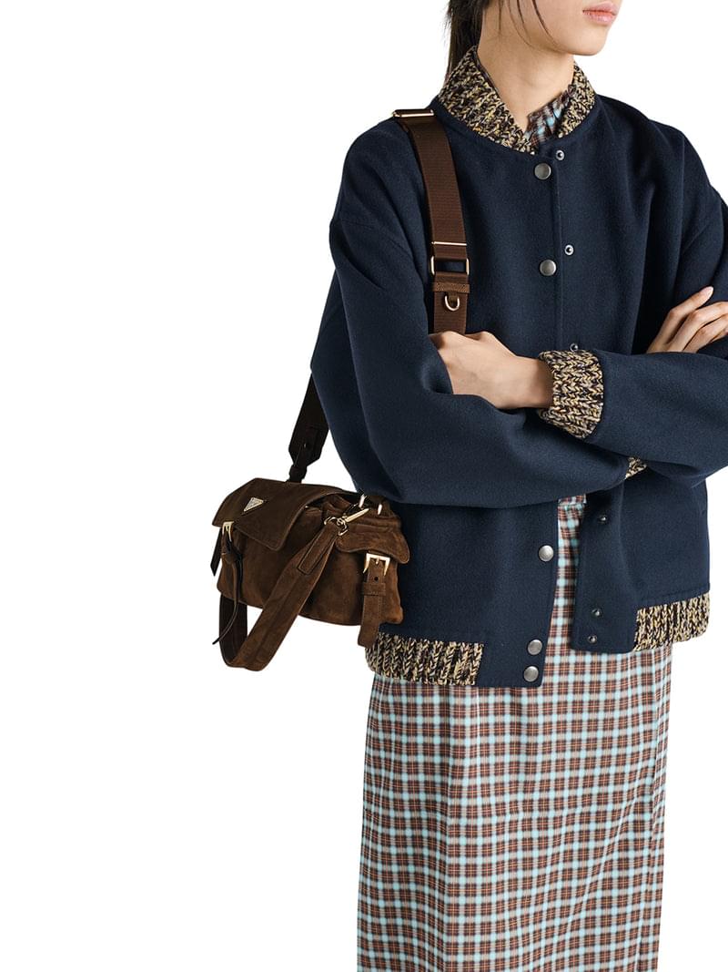 Prada Women Explore Medium Suede Shoulder Bag