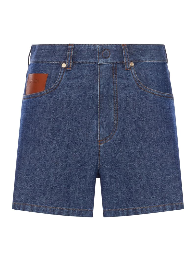 Fendi Women Chambray Denim Shorts