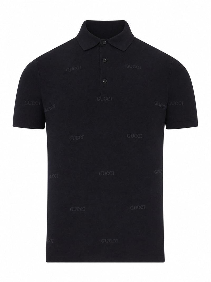 Gucci Men Jacquard Wool And Silk Polo
