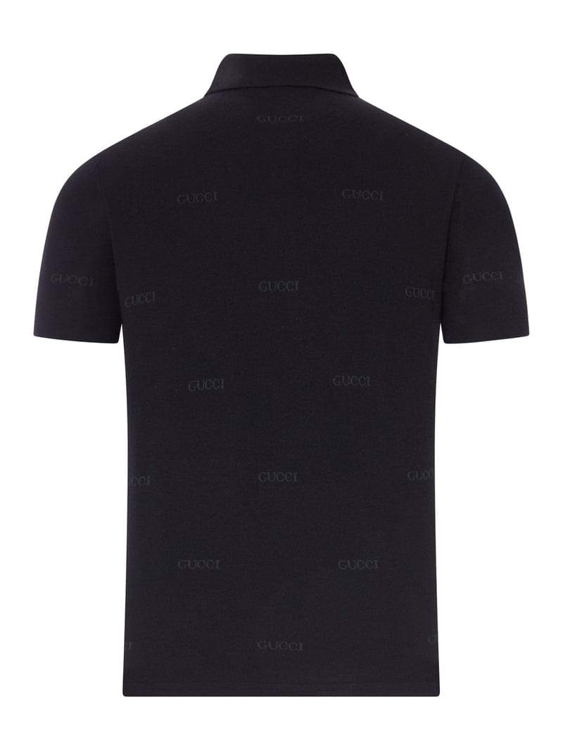 Gucci Men Jacquard Wool And Silk Polo