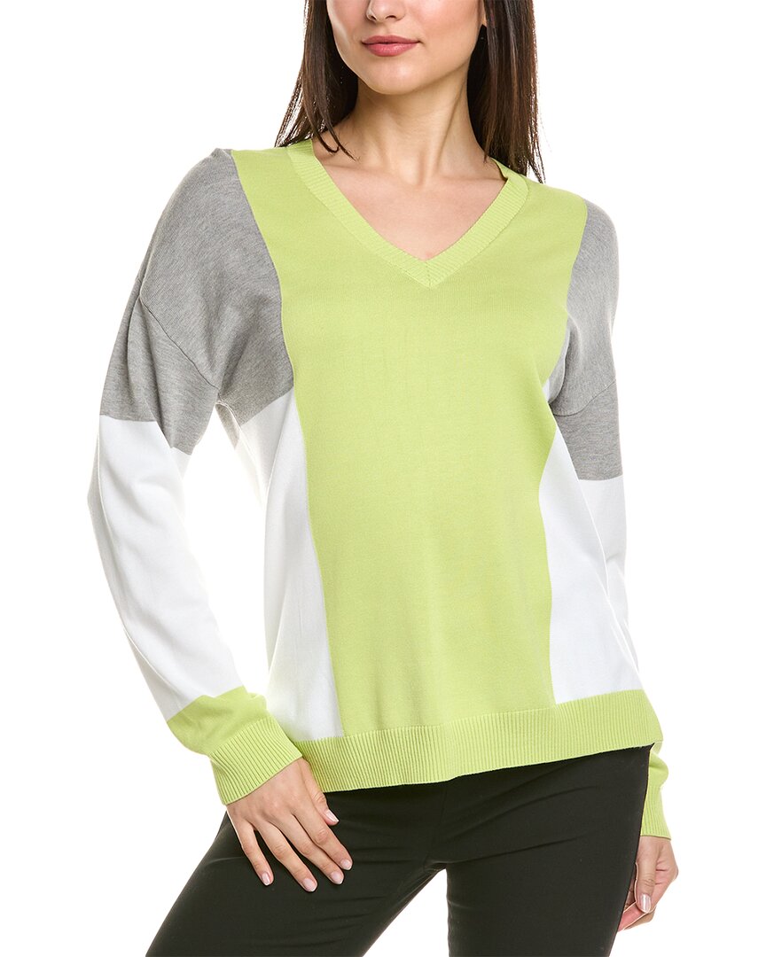 St. John Colorblocked V-Neck Sweater