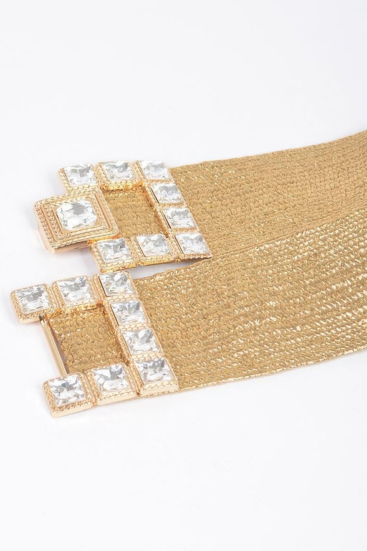 Stone Buckle Elastic Faux Straw Belt