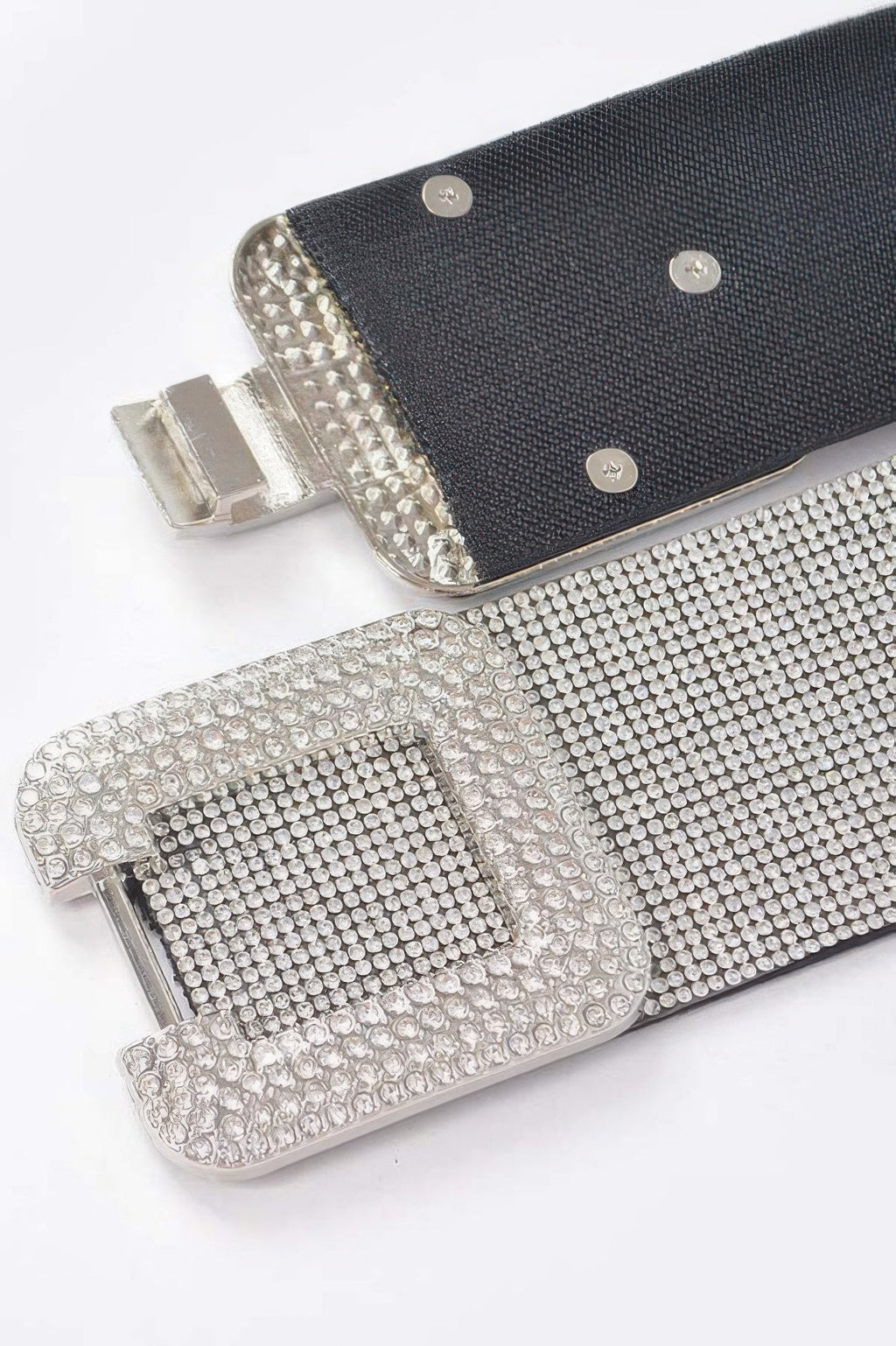 Rhinestone Buckle Plus Size Elastic Belt