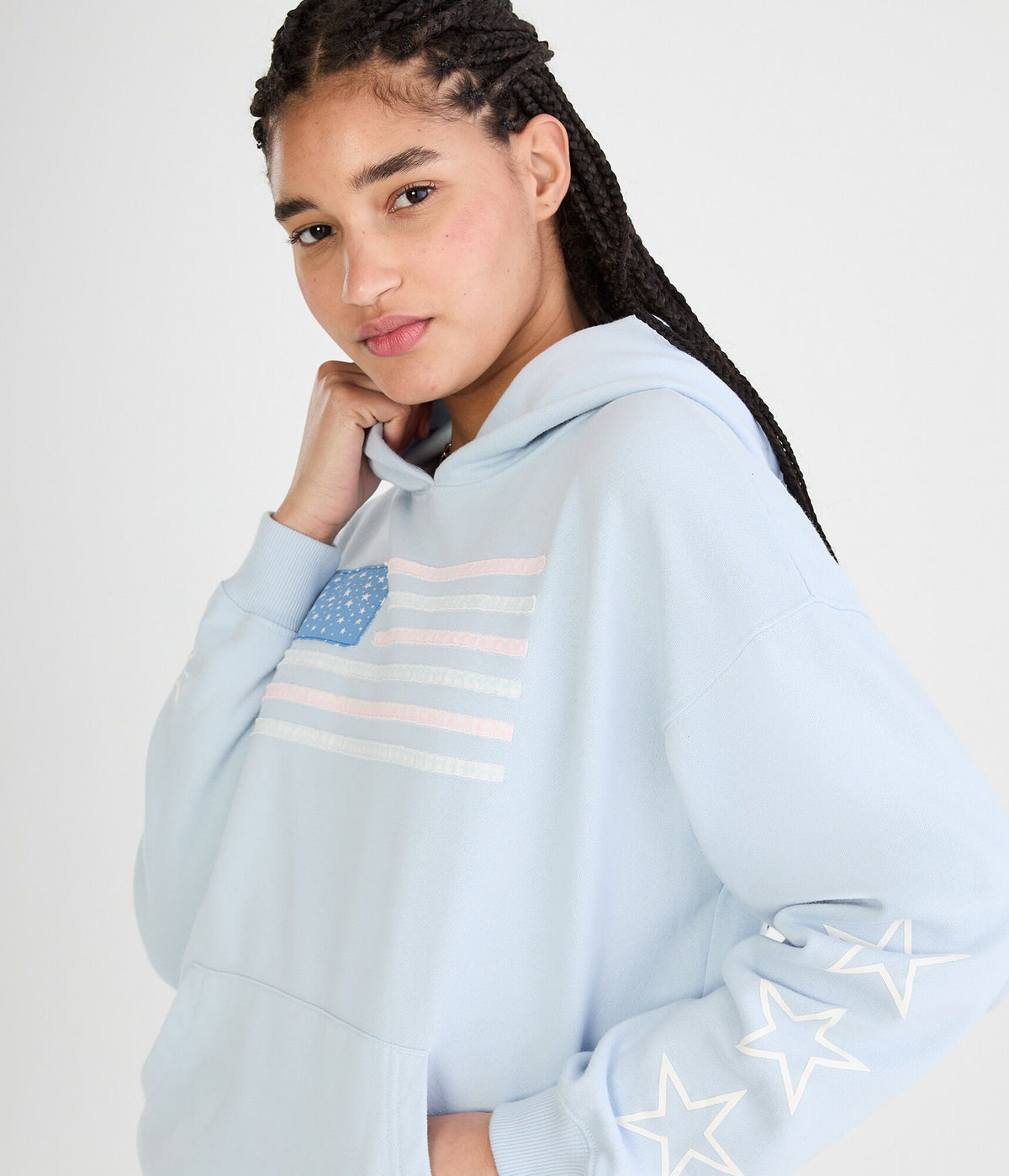 Aeropostale Cloud Soft Flag Americana Pullover Hoodie