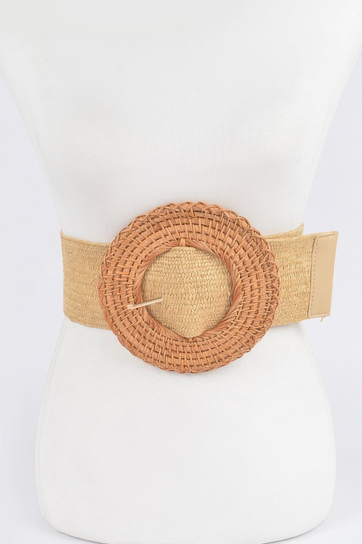 Oversized Bamboo Buckle Waist Elastic Belt