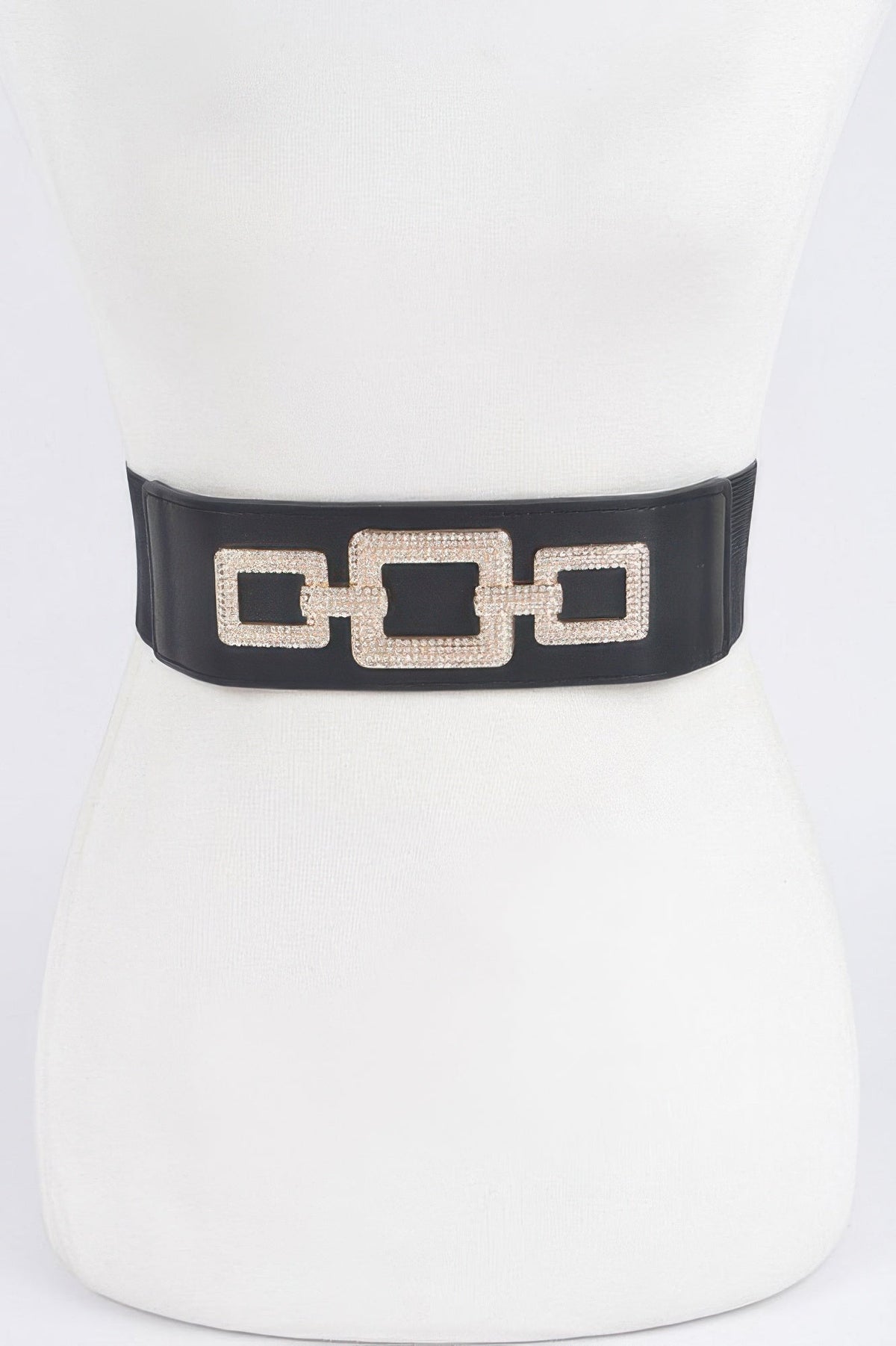 Rhinestone Link Plus Size Elastic Belt