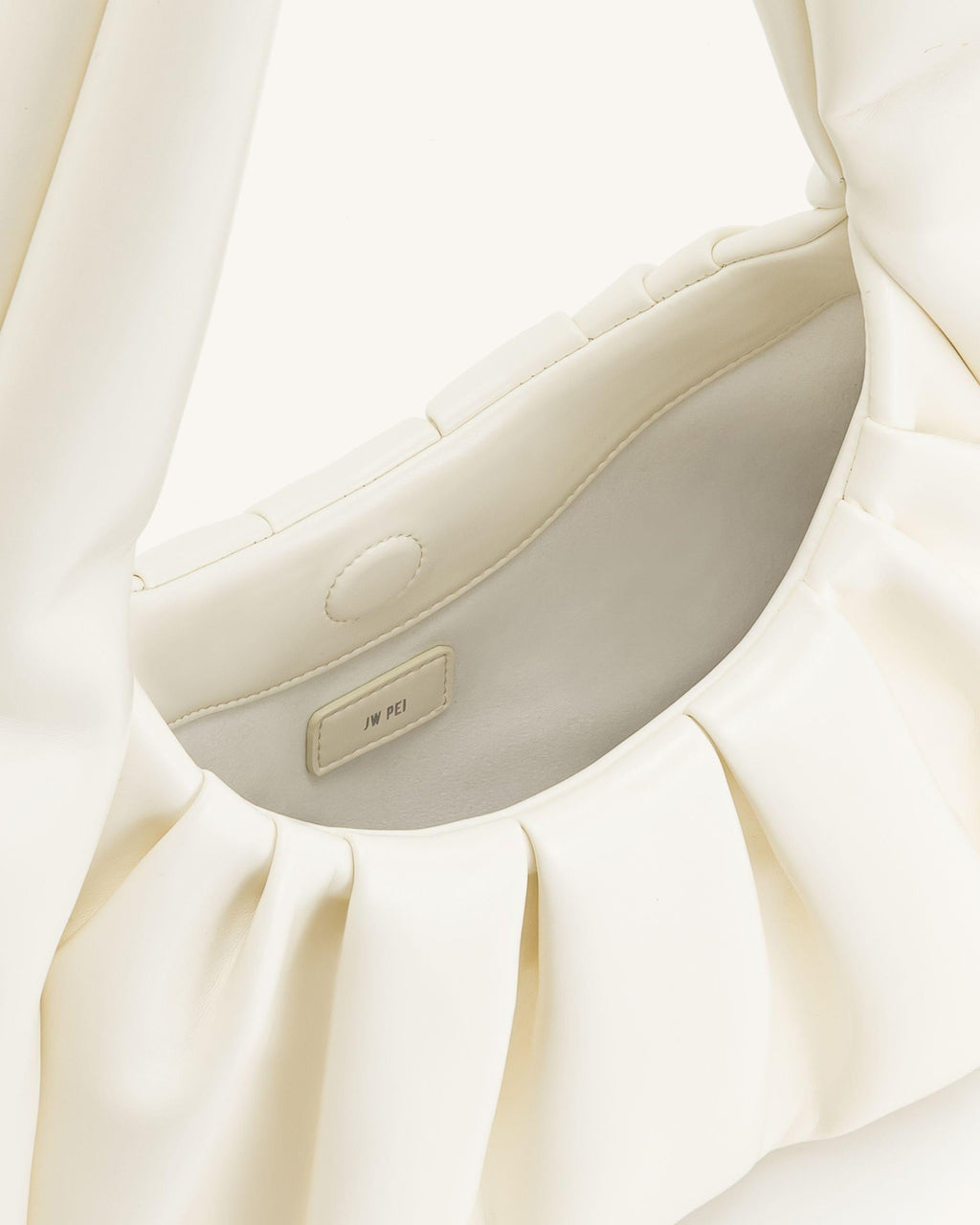Ashley Ruched Shoulder Bag - White