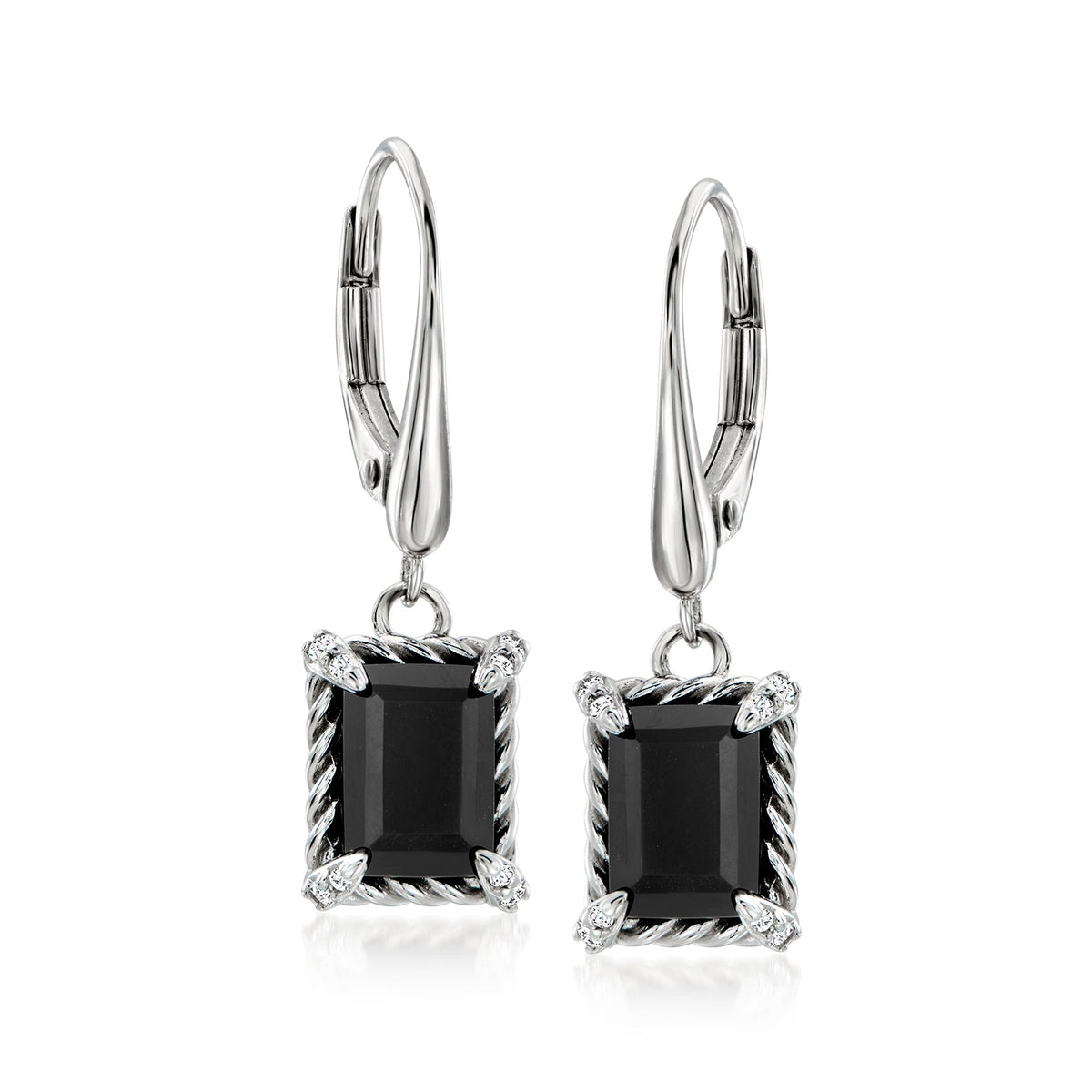 Ross-Simons Onyx Drop Earrings With White Topaz in Sterling Silver