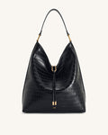 Aria Shoulder Bag - Black Croc