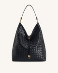 Aria Woven Texture Shoulder Bag - Black