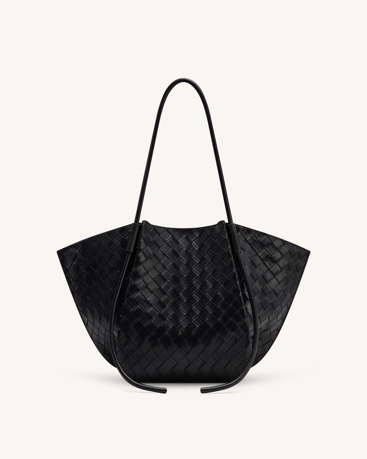 Nala Wide Weave Texture Tote Bag - Black