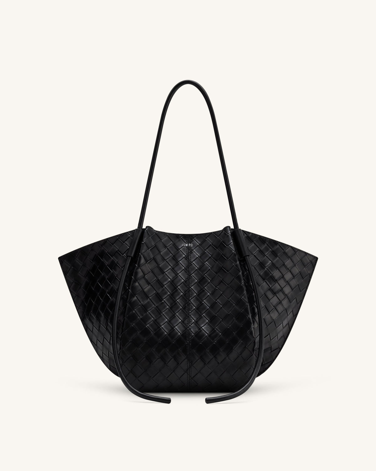 Nala Wide Weave Texture Tote Bag - Black