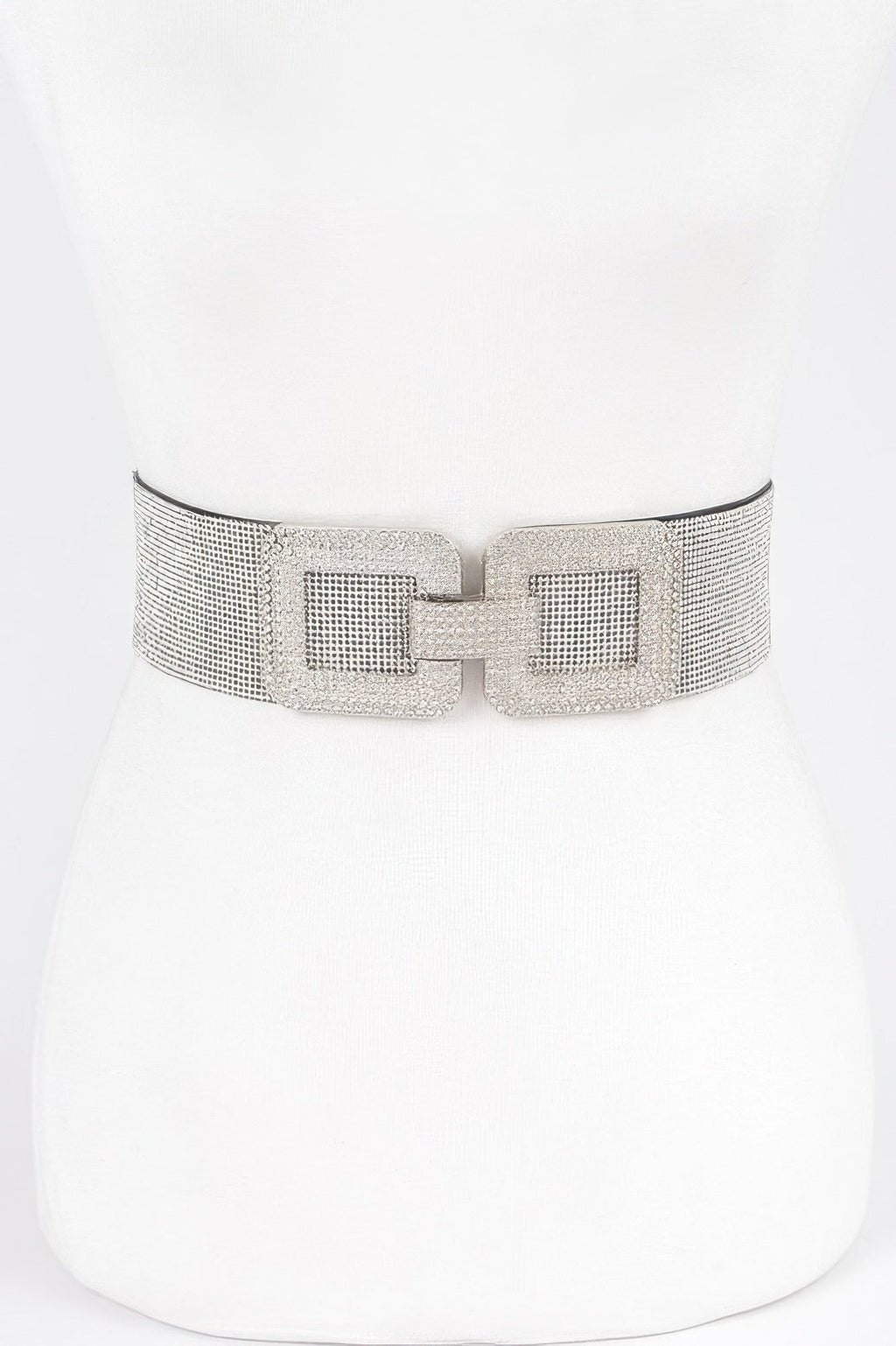 Rhinestone Buckle Plus Size Elastic Belt