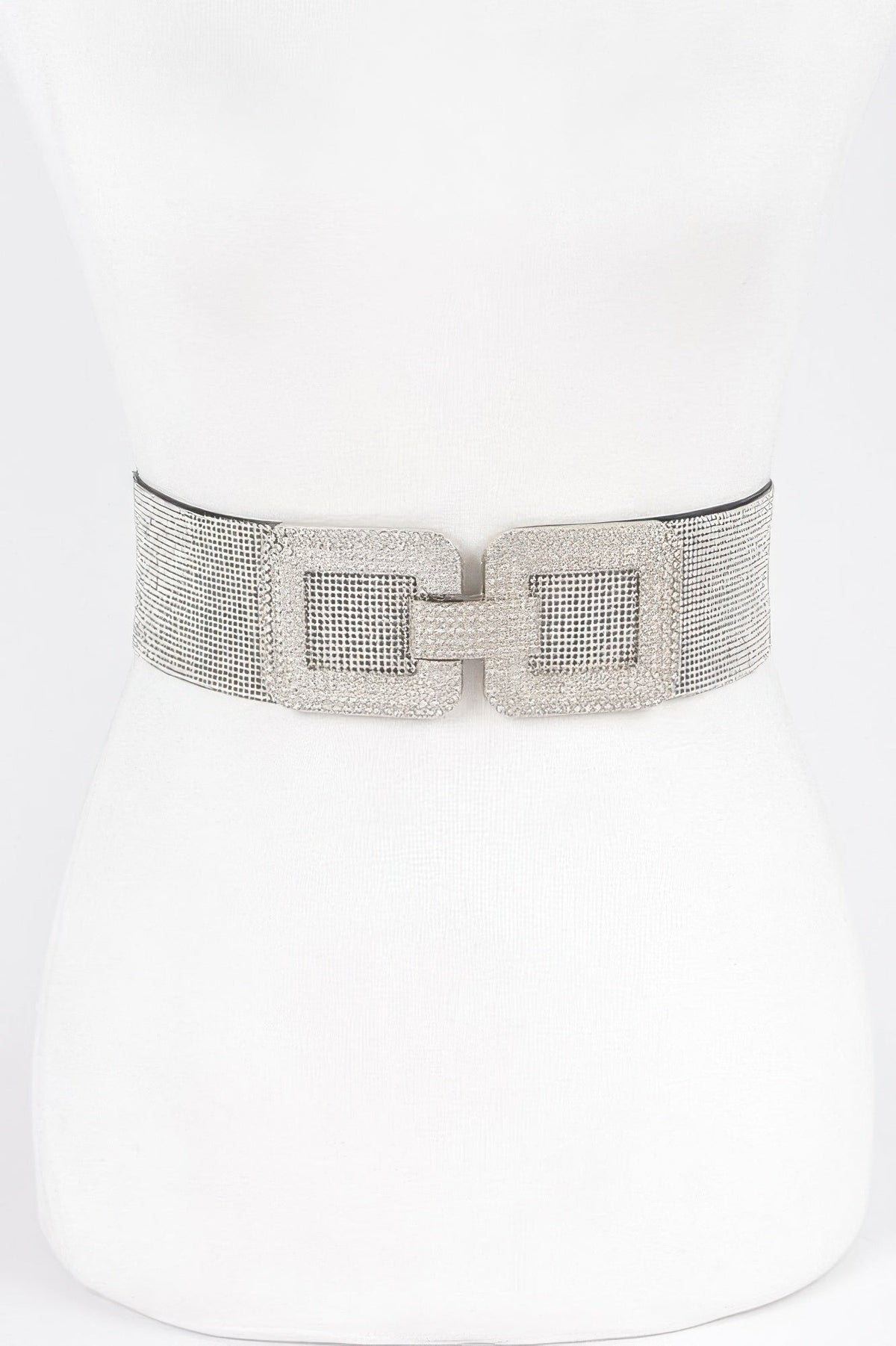 Rhinestone Buckle Plus Size Elastic Belt