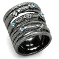 Ruthenium Brass Ring with Top Grade Crystal in Multi Color