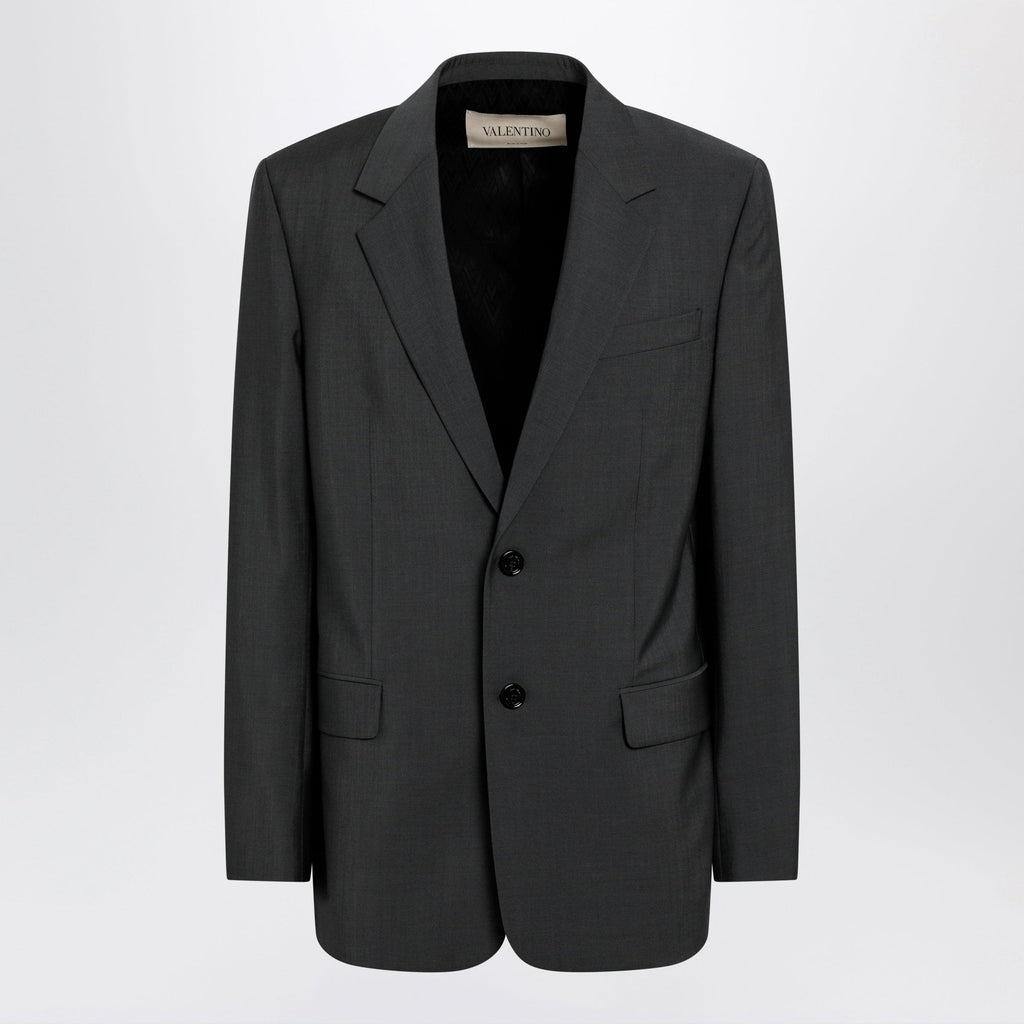 Valentino Single-Breasted Wool And Mohair Jacket In Black Men