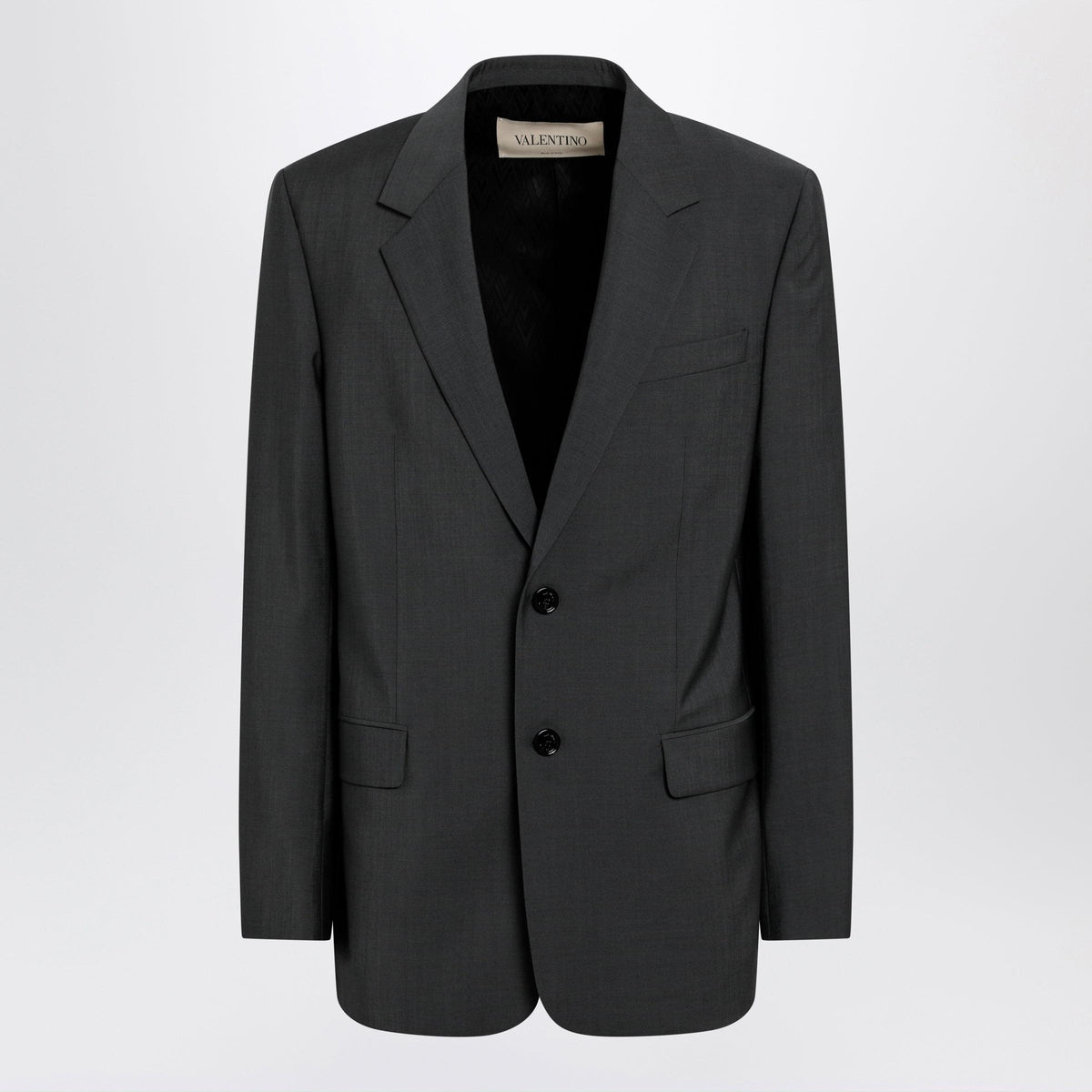 Valentino Single-Breasted Wool And Mohair Jacket In Black Men