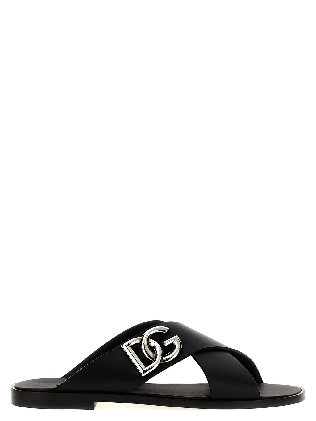Dolce & Gabbana Men Logo Leather Sandals