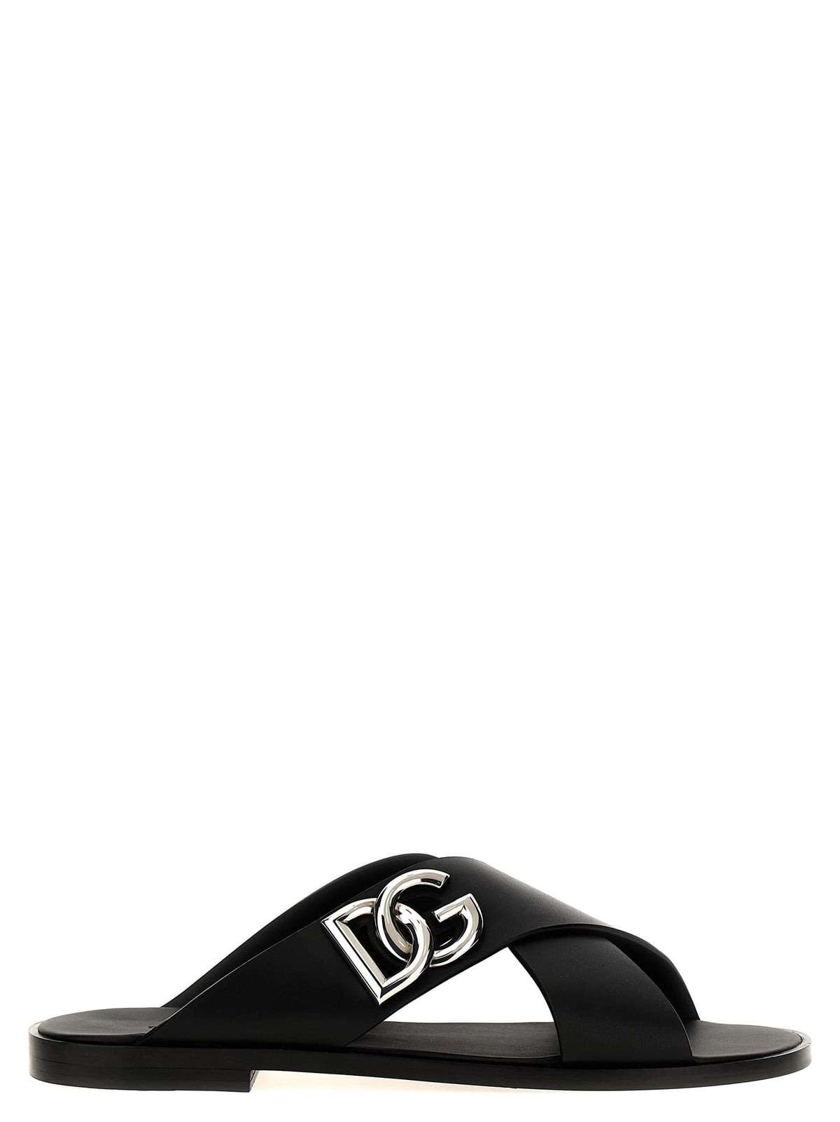Dolce & Gabbana Men Logo Leather Sandals
