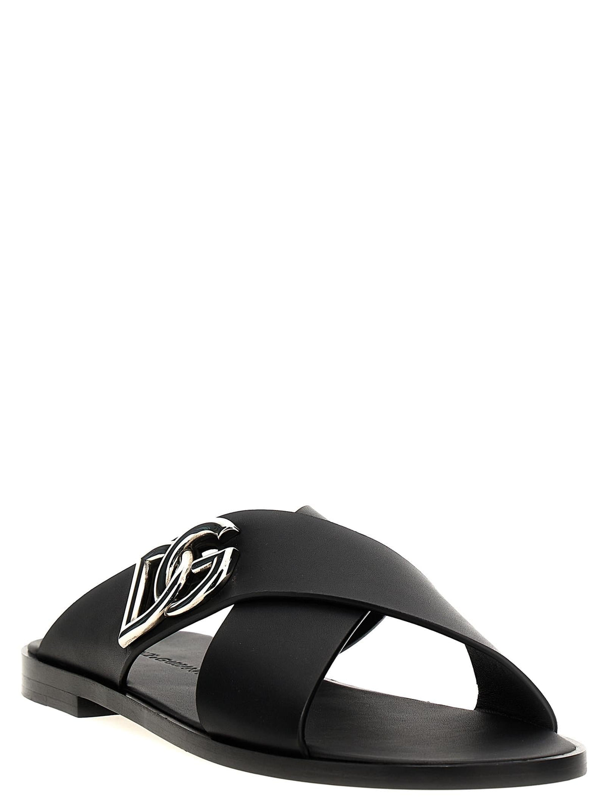 Dolce & Gabbana Men Logo Leather Sandals
