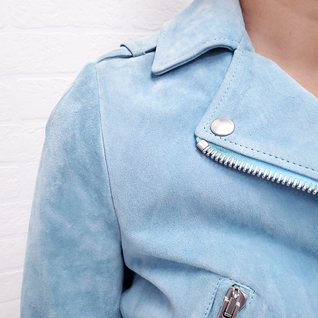 ACNE TURQUISE SUEDE BOMBER JACKET - SIZE XS