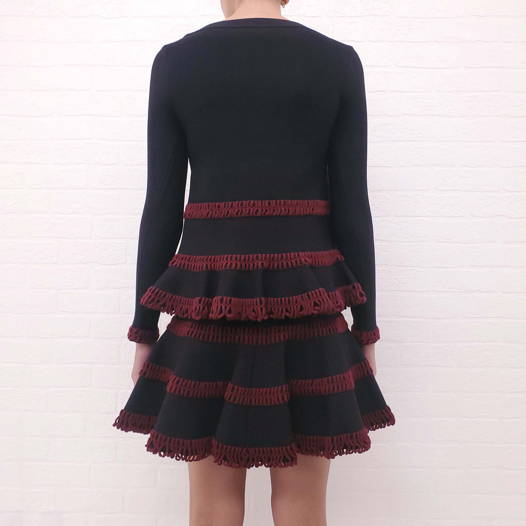 ALAÏA BLACK AND RED SKIRT SET - SIZE 36