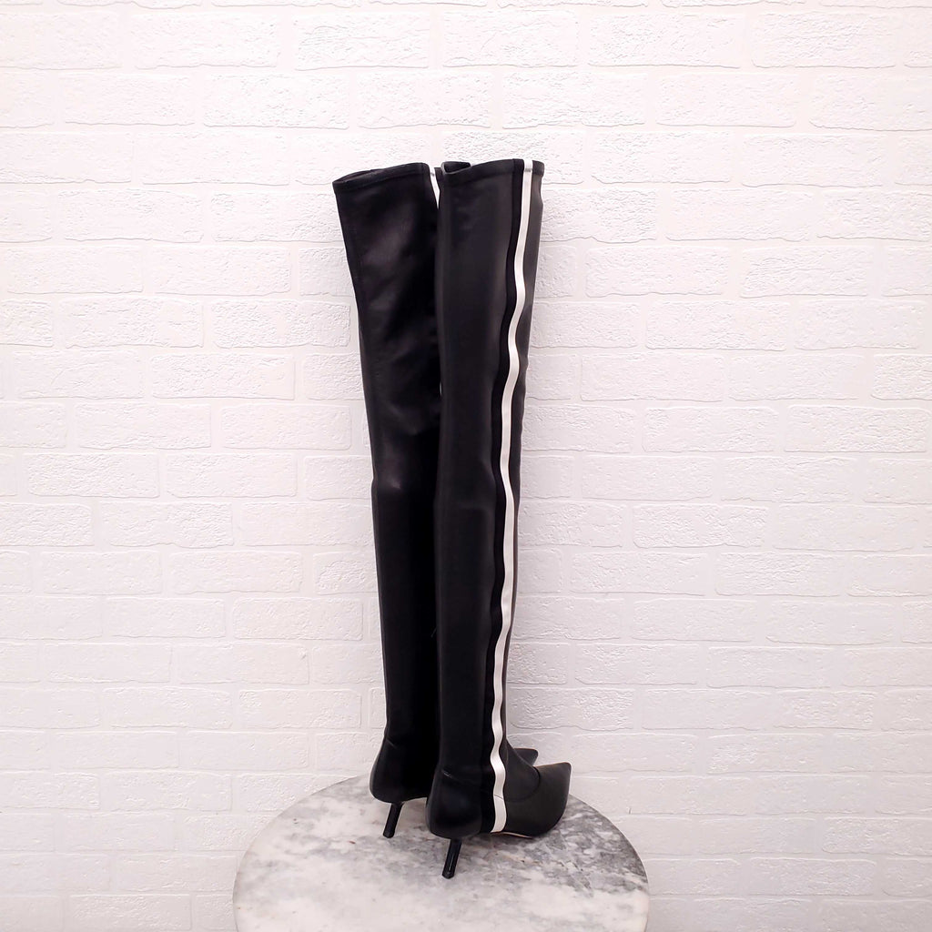 ALCHIMIA DI BALLIN LEATHER KNEE HIGH BOOTS WITH SATIN RIBBON DETAIL - SIZE 38